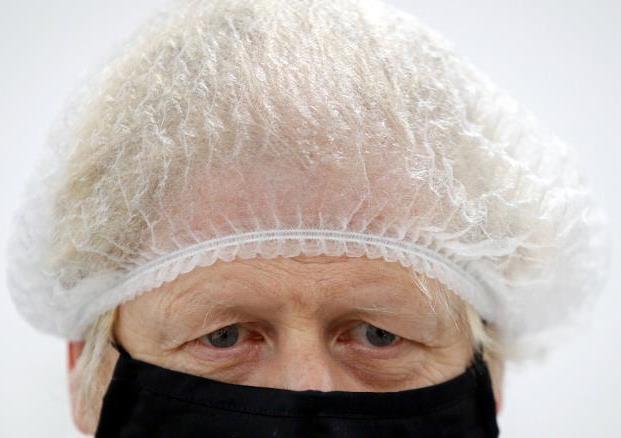 Boris Johnson with cap and mask - enlarge